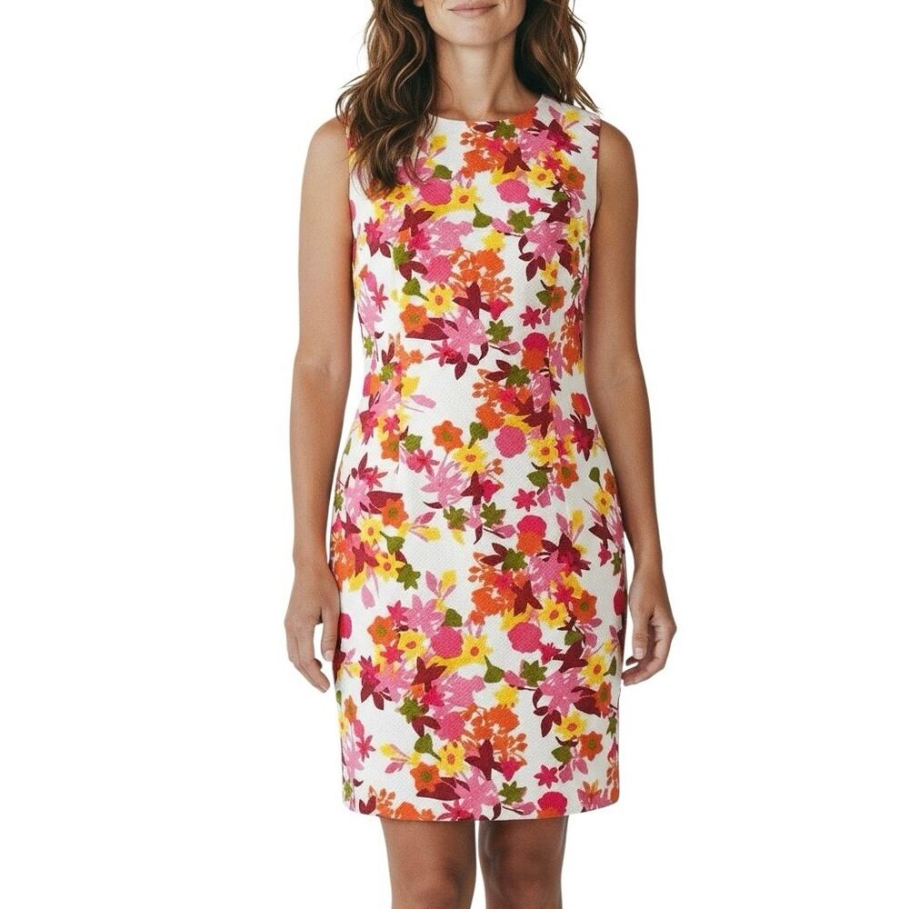 Dress Barn Vibrant Floral Print Sleeveless Sheath Dress Size 14 - Picture 1 of 12